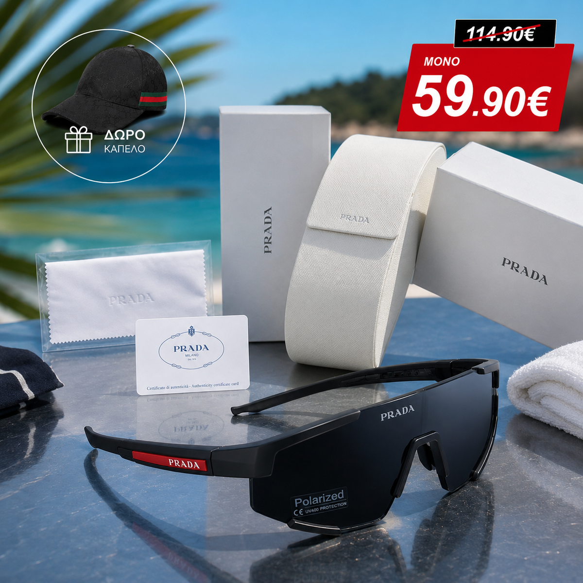 Prada-Sunglasses-Mask + ΔΩΡΟ Gucci καπέλο